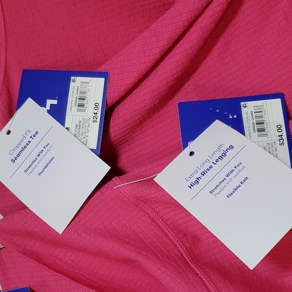 JoyLab Women's Wear 2 Ways Long Sleeve Cropped Top & Flare Leggings ~ Pink - Picture 16 of 16